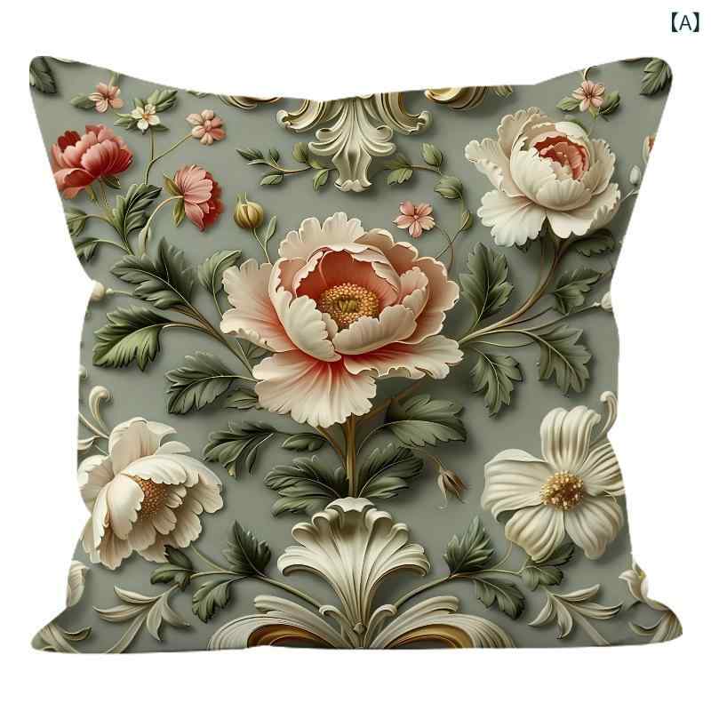 クッションカバー 植物柄 花柄 肌触り良い ソフト リビング ソファ 車用 モダン シンプル インテリア ..