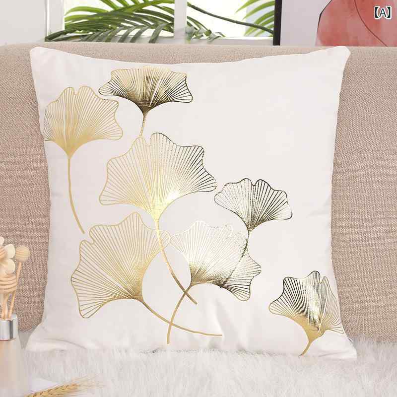 クッションカバー ホットスタンプ 箔押し フランネル 北欧 モダン シンプル ソファ リビング 寝室 車用..