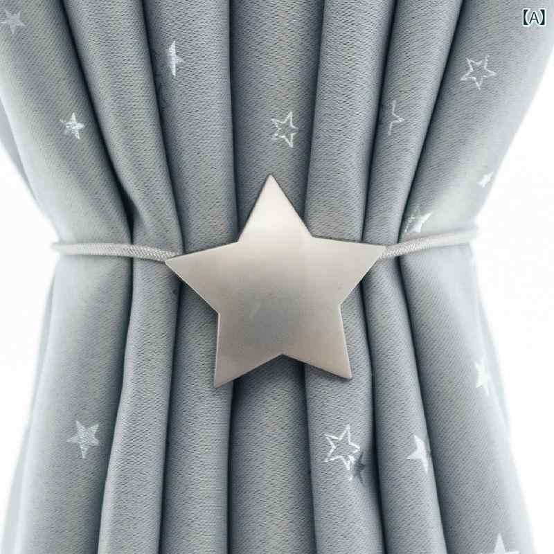 カーテン タッセル マグネット式 プリンセス風 かわいい スターデザイン 2個セット 布製 窓装飾 留め具 日韓風 おしゃれなインテリア雑貨