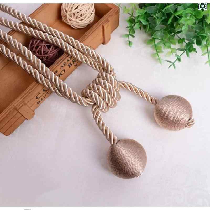 カーテンタッセル 高級感 宮廷風 エレガント 布製 ファブリック 穴開け不要 フック固定 ロープ式 結び..