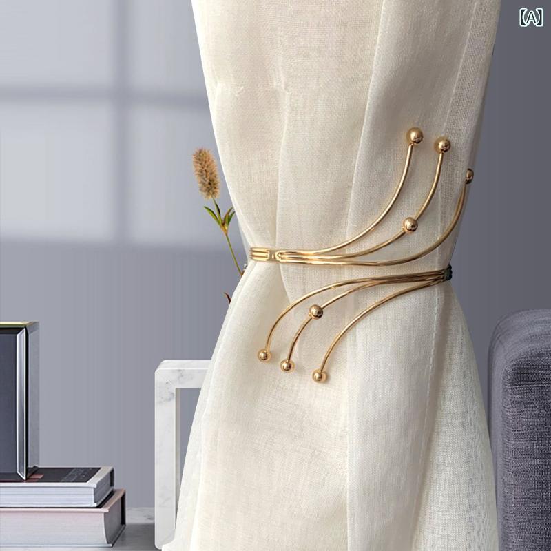 カーテン 留め具 メタル製 シンプル エレガント 宇宙 スター モチーフ リビング用 マグネット式 穴開け不要 カーテンクリップ タイバック ゴールド シルバー