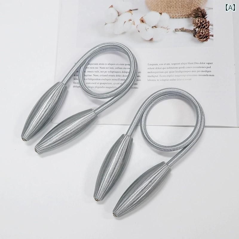 カーテンタッセル 穴開け不要 布製 シンプル モダン おしゃれ ポリエステル オックスフォード生地 窓飾り グレー パープル シャンパン グレイッシュブルー ベージュ