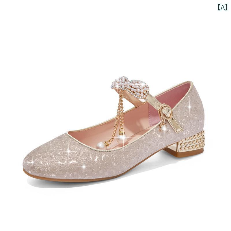 シューズ 女の子 キッズ ジュニア プリンセスシューズ スパンコール キラキラ グリッター ゴールド シ..