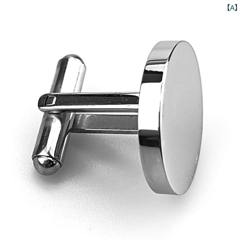 Rakuten - カフスボタン 男性用 メンズ ステンレス フレンチスタイル 円形 幾何学デザイン 電気メッキ加工 スチール ゴールド ブラック ローズゴールド シャツ ワイシャツ ビジネス フォーマル オフィスカジュアル