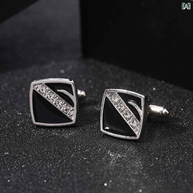 カフス メンズ 男性用 ビジネス フォーマル シャツ スーツ 高級感 クリスタル ラインストーン 紫 パー..