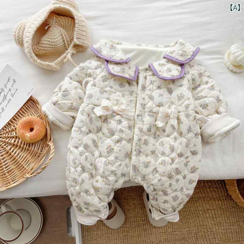 ・カテゴリ: ロンパース・スタイル: 韓国・主な素材: 綿・対象性別: 女児・袖丈: 長袖・厚さ: 厚手・開閉方式: シングルボタン・サイズ展開: 66cm、73cm、80cm、90cm、100cmクラス
