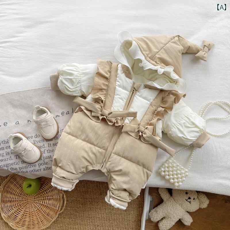 カバーオール 女の子 ベビー 新生児 ロンパース 裏起毛 中綿入り キルティング プリンセス お姫様 百日祝い 秋冬 防寒 暖か お出かけ 普段使い