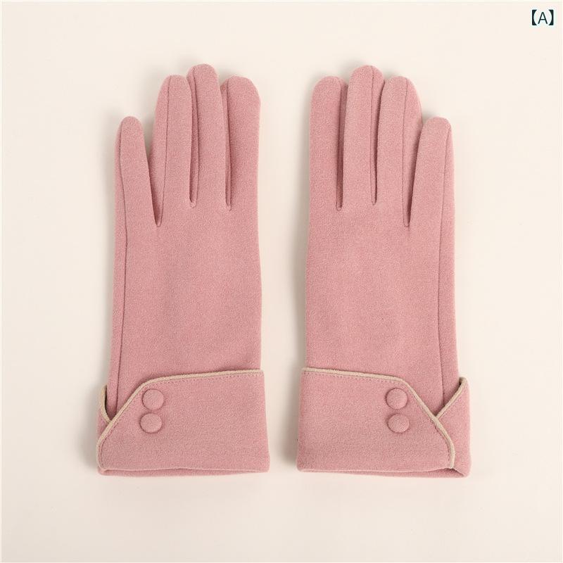 手袋 レディース 韓国風 冬用 保温 防寒 厚手 徳絨素材 裏起毛 滑り止め タッチパネル対応 防風 暖かい 普段使い アウトドア サイクリ..