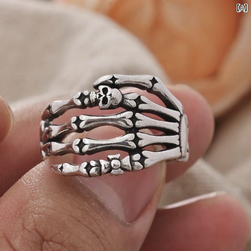 指輪 メンズ レディース ユニセックス 欧米風 パンク デビル スカルリング 髑髏 鬼の爪 ゴシック レト..