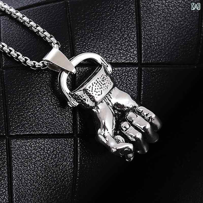 ネックレス メンズ ミニボクシンググローブ 拳モチーフ ステンレス ペンダント シルバー シンプル カジ..