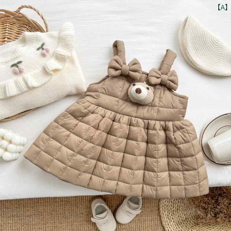 ワンピース 女の子 ベビー 子供服 冬 ジャンパースカート サロペット ドレス Aライン ノースリーブ キルティング 裏起毛 チェック柄 おしゃれ かわいい 韓国風 柔らかい