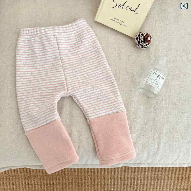 パンツ ベビー 女の子 韓国風 秋冬 裏起毛 レギンス コットン おしゃれ かわいい 切り替え 着回し 厚手..