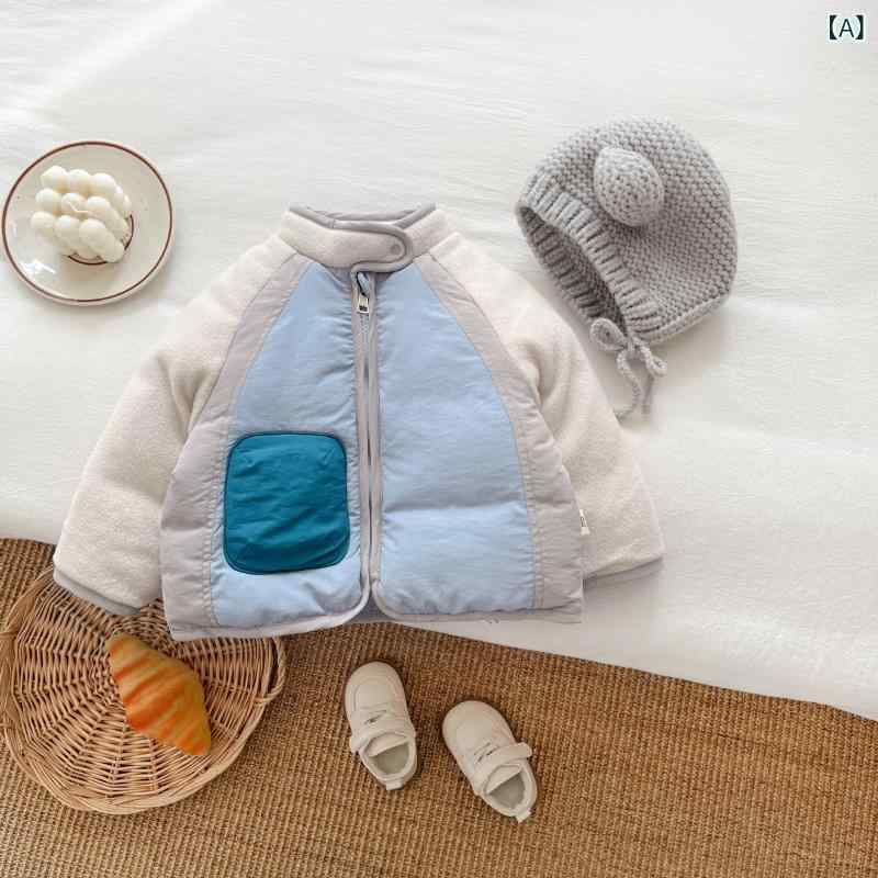 中綿ジャケット ベビー キッズ 男の子 女の子 男女兼用 秋冬 厚手 あったか 切り替え シープボア 韓国..