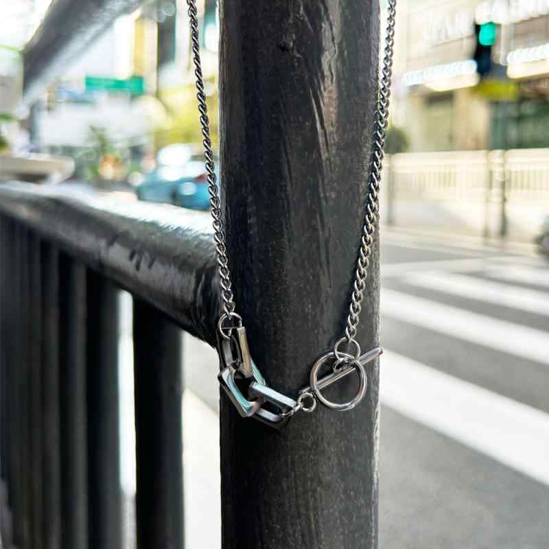 ネックレス メンズ 男性用 チタン鋼 ステンレス 三連リング インターロッキング サイドチェーン 切り替..