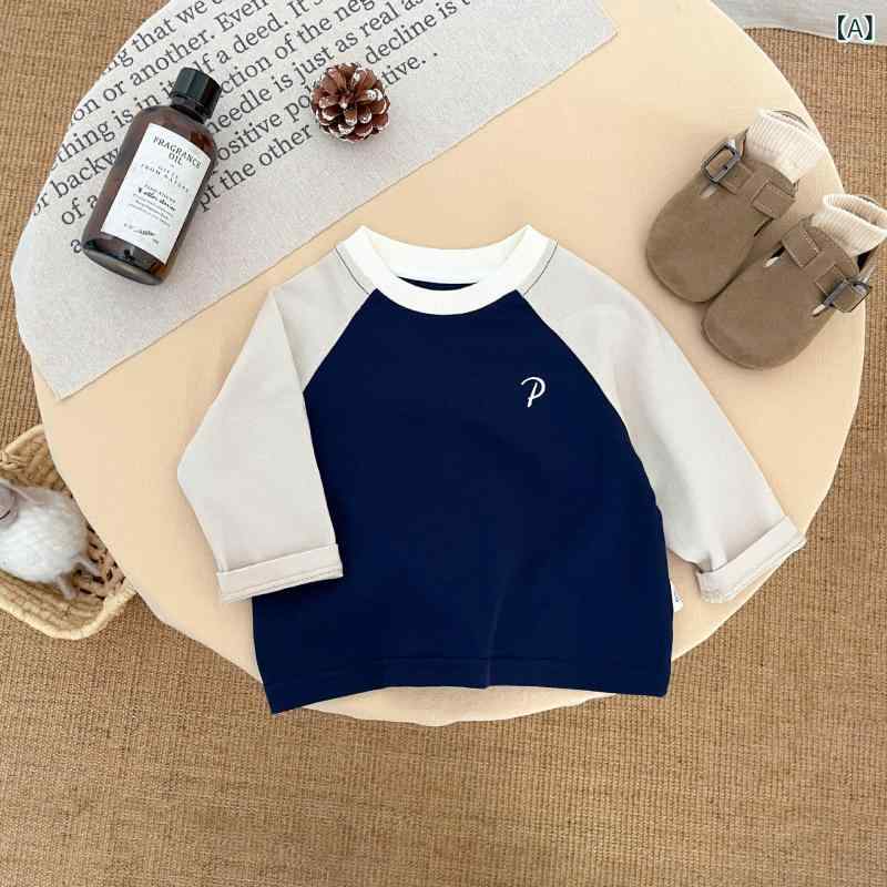 Tシャツ 男の子 ベビー 長袖 コットン100% 配色 ラグランスリーブ 春秋 トップス ...