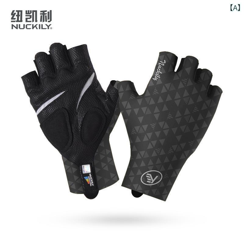 サイクルグローブ 男女兼用 自転車 ロードバイク マウンテンバイク ハーフフィンガー 指切り 衝撃吸収 ..