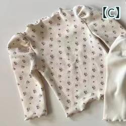 narukiのTシャツ キッズ 女の子 ベビー 幼児 無地 メロウフリル 長袖 インナー トップス 綿 コットン 韓国風 オルチャンスタイル 柔らか素材 着回し 普段使い オールシーズン アイボリー ブラック｜アングル3