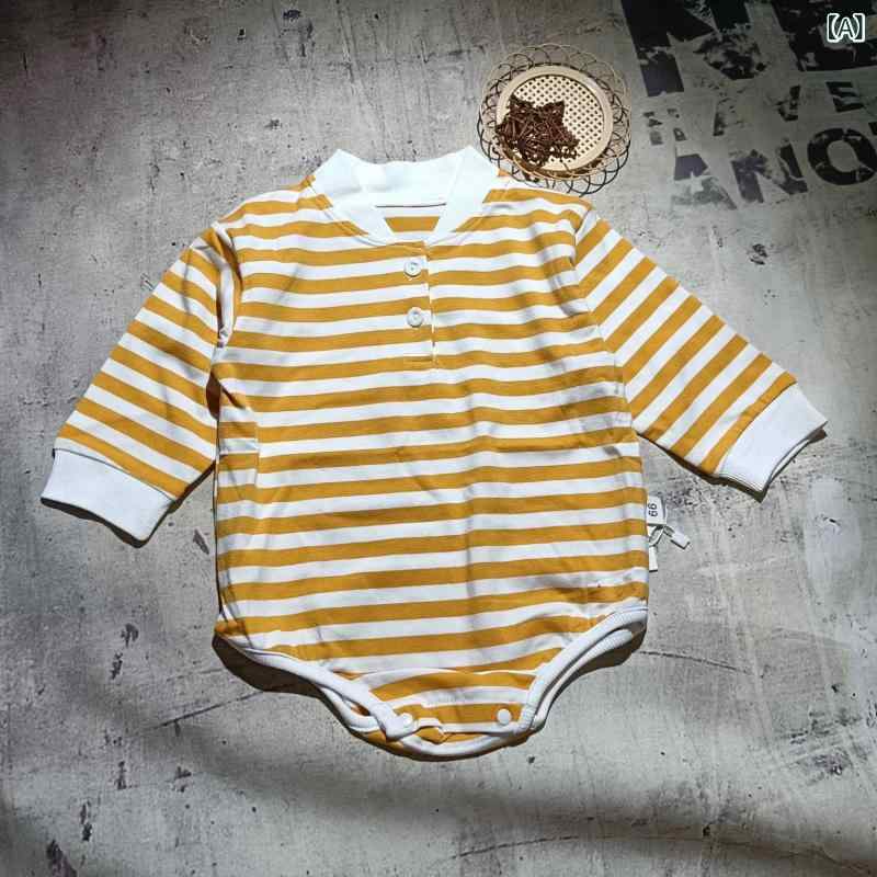 ロンパース ベビー服 男女兼用 長袖 ストライプ コットン 春秋 韓国風 カバーオール 赤ちゃん 男の子 女の子 普段使い 快適な着心地 肌に優しい