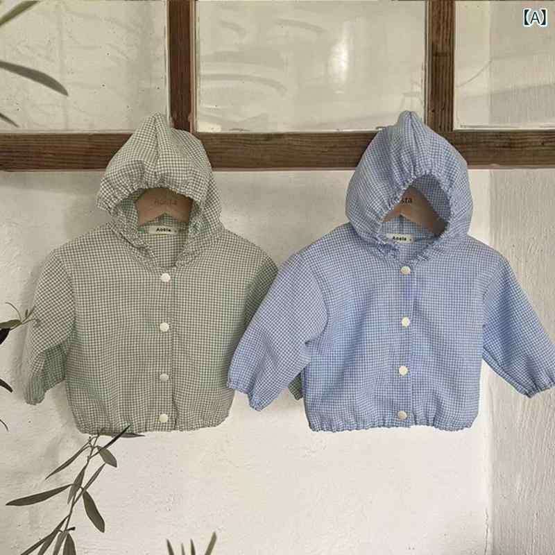 パーカー ベビー キッズ 男女兼用 韓国風 軽量 通気性 接触冷感 UVカット 虫よけ対策 コットン 長袖 フ..