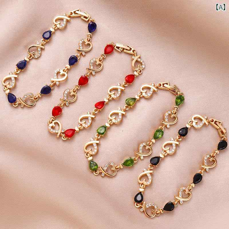 ブレスレット 男女兼用 韓国風 ハート 花 透かし彫り ジルコニア 合金製 パール加工 エレガント 上品 大人かわいい 華奢 普段使い デート オフィス パーティー ファッション小物