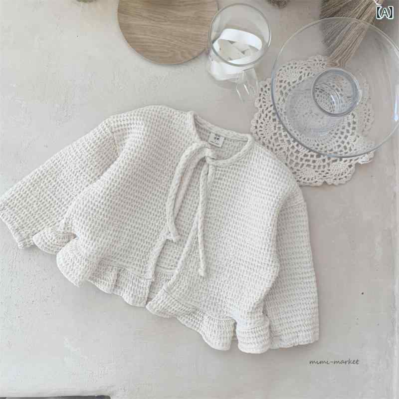 カーディガン ベビー キッズ 男の子 女の子 韓国風 春秋 柔らかな肌触り 無地 薄手 ショート丈 綿 コットン 長袖 アウター 前開き 紐留め カジュアルスタ...