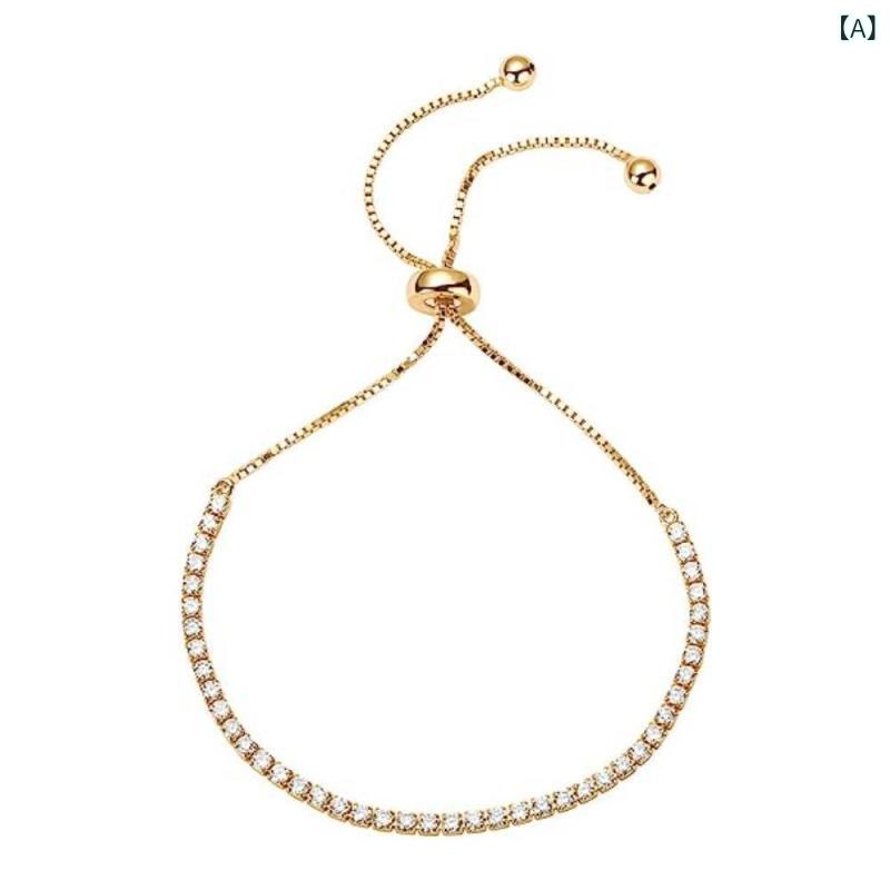 ブレスレット レディース 欧米風 伸縮 ラインストーン 調節自在 シンプル おしゃれ マイクロパヴェ ク..