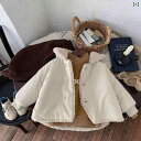 アウター ベビー キッズ 男女兼用 冬 防寒 厚手 中綿 フリース ボア もこもこ コート フード付き ミドル丈 普段使い 白 キャラメル色 幼児服