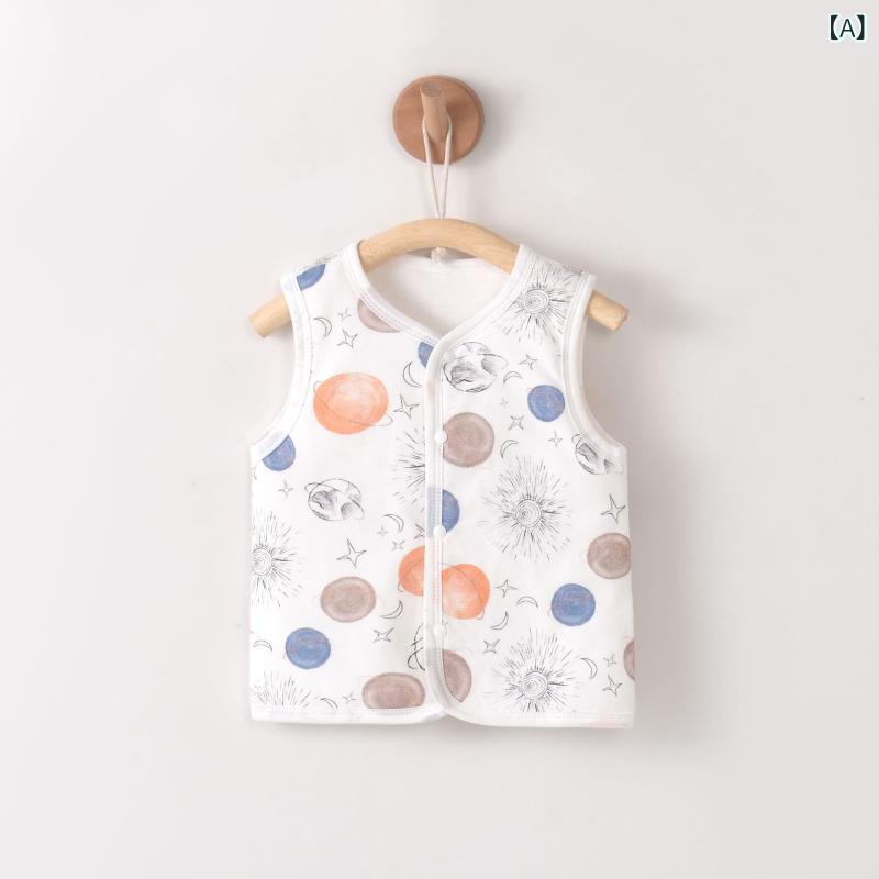 ベビー ベスト 男女兼用 新生児 赤ちゃん 春夏秋冬 薄手 綿100% コットン 前開き シングルボタン 柔ら..