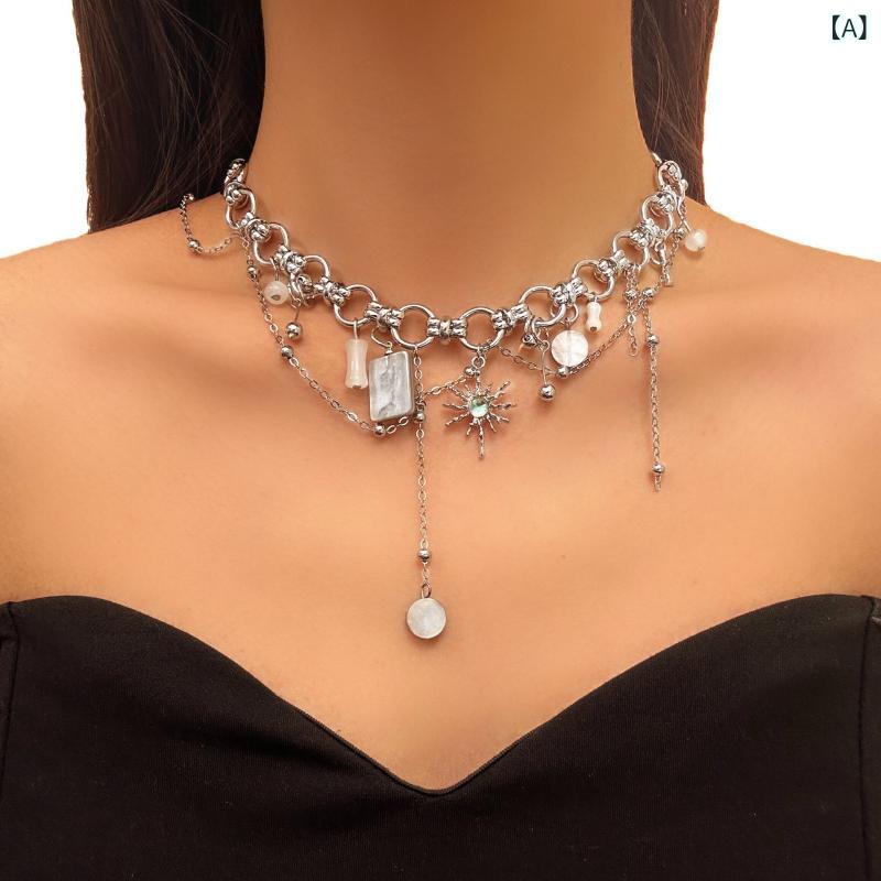 ネックレス レディース 欧米風 高級感 ライトラグジュアリー ひまわり フリンジ 上品 エレガント 華やか デザイン 鎖骨ネックレス 合金製 電気メッキ加工 通勤 オフィス 春夏 デイリー