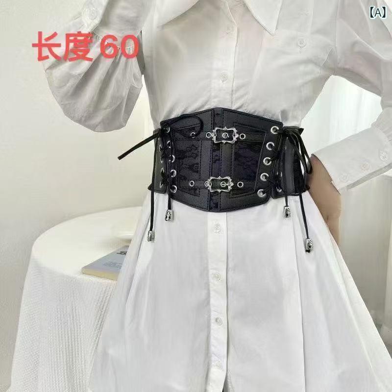 ベルト レディース 欧米風 レトロ クラシック ブラック レース 編み上げ PUレザー コルセット ウエスト..
