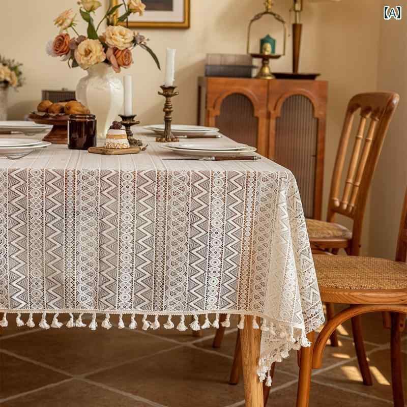 テーブルクロス インポート インスタ映え 経編み レース 上質 高級感 エレガント 長方形 食卓 ダイニング フレンチスタイル カントリー アウトドア 屋外用 ポリエステル 幾何学模様 おしゃれ 華やか