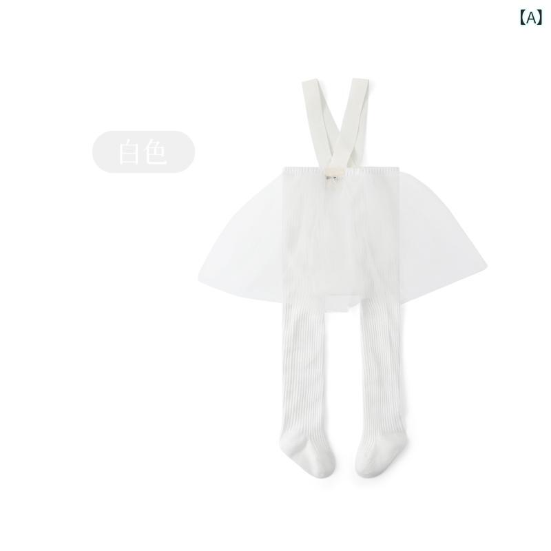 ベビー 女の子 サロペット風 スカート付き切り替え タイツ プリンセス風 レース フリル 綿 コットン 吸湿速乾 通気性 おしゃれ 新生児 春夏 薄手