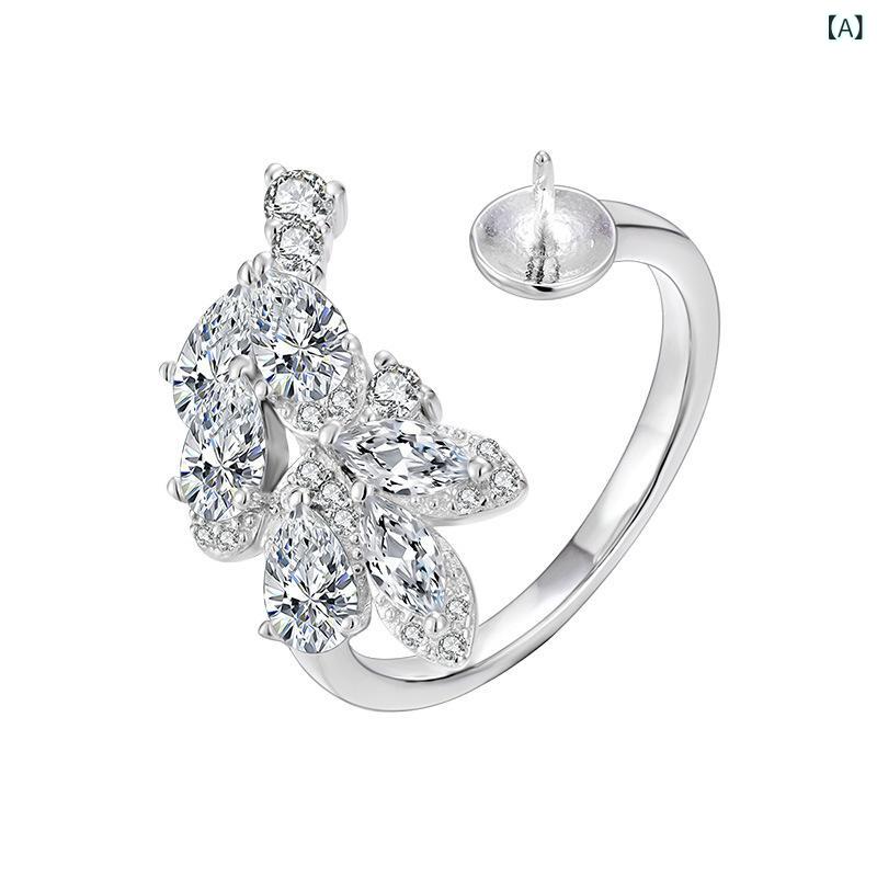 指輪 レディース S925純銀 オーストラリアンホワイト 貝パール 高輝度 孔雀の羽 モチーフ 個性的デザイ..