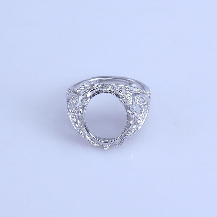 リング メンズ シルバー925 スターリングシルバー 欧米風 フラワー 花モチーフ ボタニカル つる草 指輪台座 空枠 プラチナ仕上げ 電気メッキ加工 高級感 普段使い おしゃれ