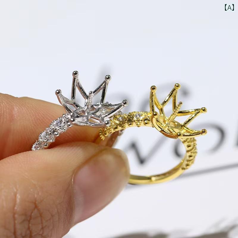 リング レディース S925 シルバーメッキ 18K ゴールドメッキ パール リング台座 DIYパーツ アクセサリーパーツ ハンドメイド素材 半製品 サイズ調整可能 シンプル 上品 フェミニン