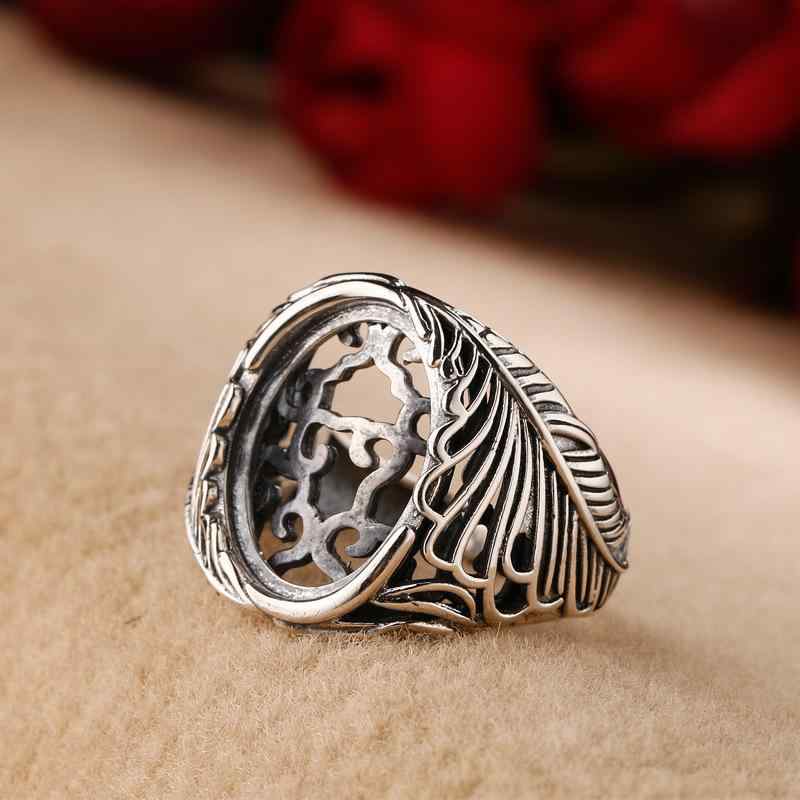 指輪 男女兼用 S925 シルバー 銀 アンティーク加工 フェザー 羽根 編み込み レトロ ヴィンテージ 卵型 ..