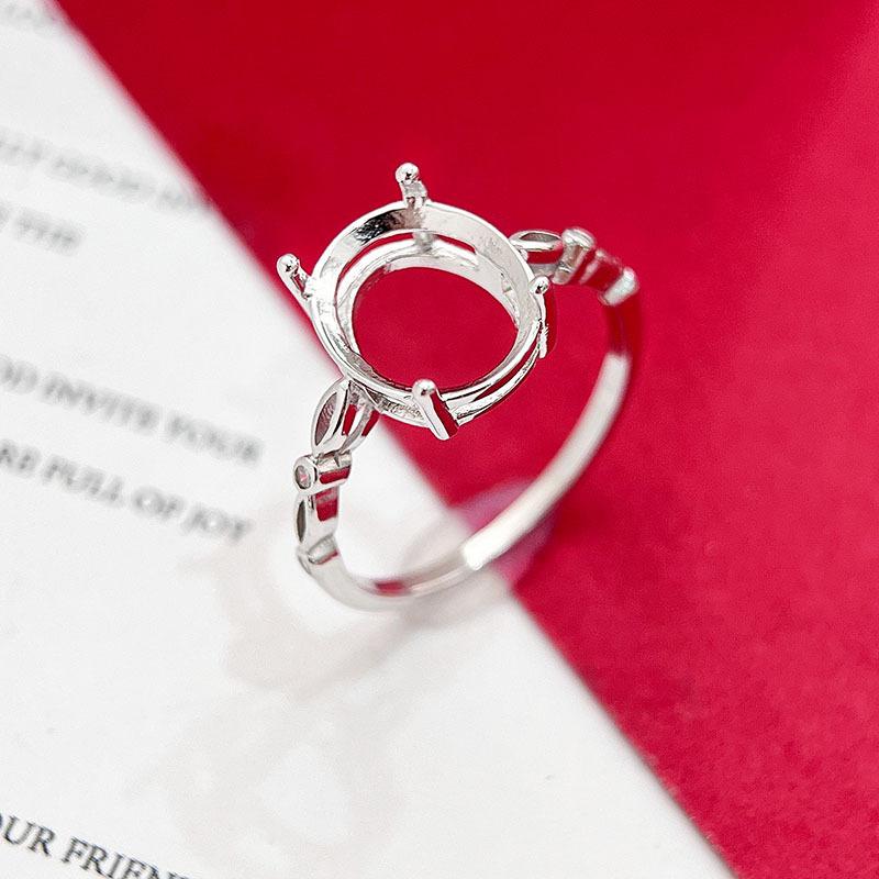 指輪 S925シルバー 空枠 石留め用 楕円 オーバル型 9mm 11mm対応 DIY 手作り パーツ 固定式 ルビー サ..