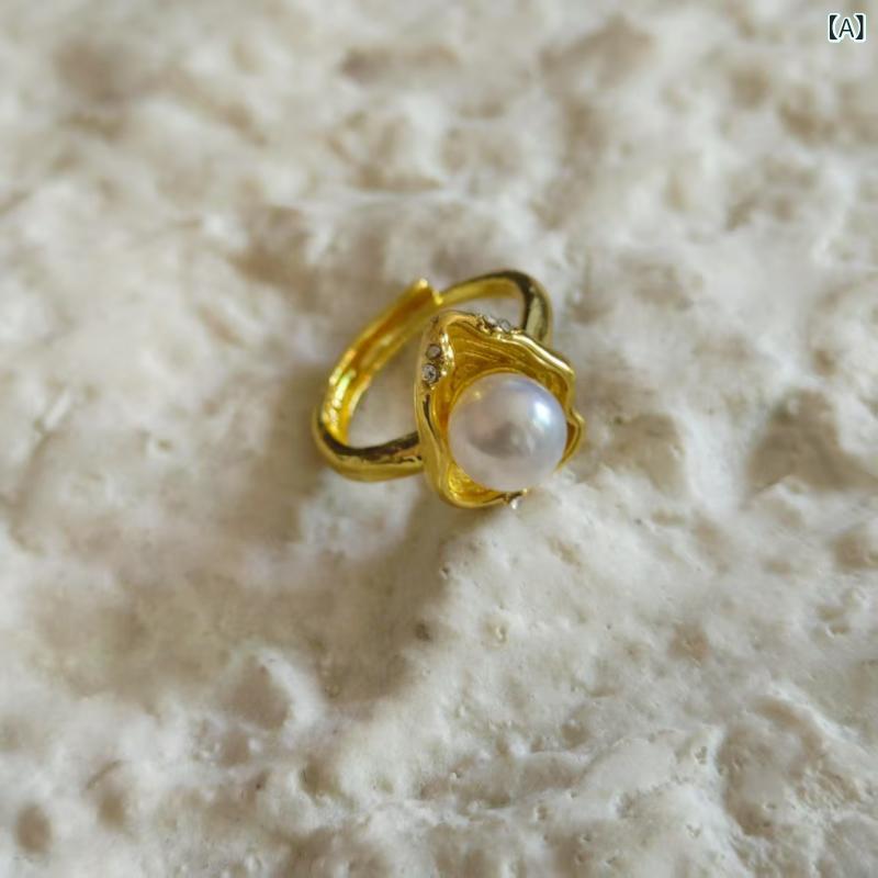 指輪 DIY パール パール アクセサリー 亜鉛合金製 不規則 馬蹄 ホースシュー 空枠 台座 デザイン オー..