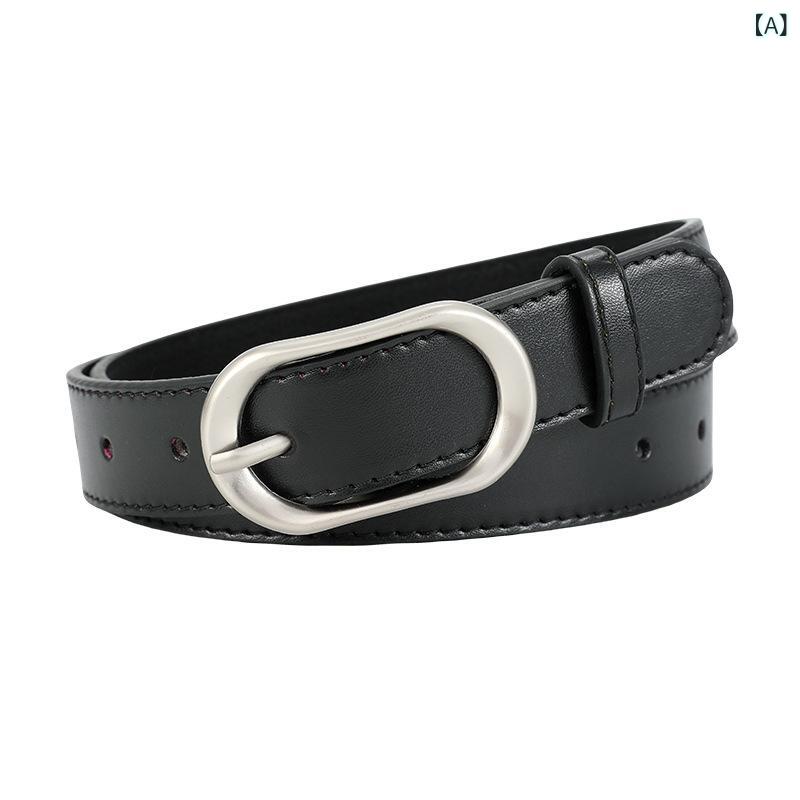 ベルト レディース 学生 フェイクレザー 合皮 ピンバックル ブラック 黒 おしゃれ 個性的 飾り トレンド カジュアル ウエストベルト ジーンズ デニム パンツ 普段使い 通勤 通学 着回し 万能 高級感