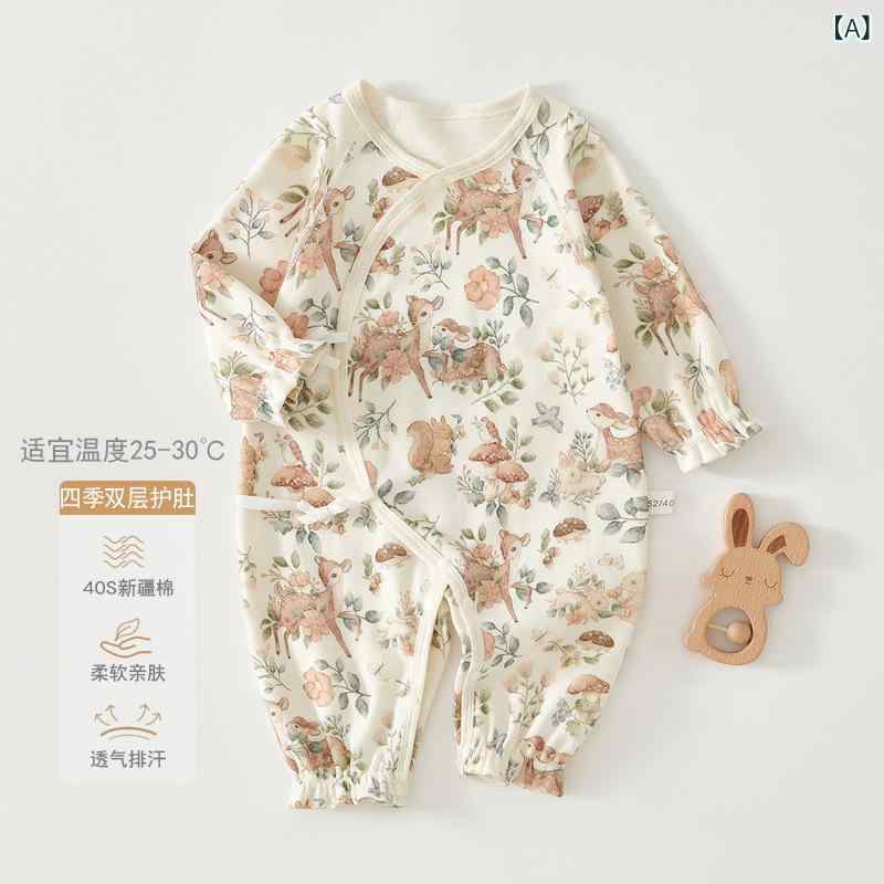 ベビー ロンパース 女の子 綿100% 春秋 小花柄 プリンセス風 かわいい 長袖 新生児 乳幼児 カバーオール 出産準備 肌に優しい 斜め襟