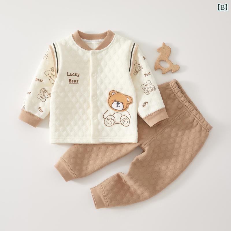 ベビー 肌着セット 新生児 幼児 男女兼用 春秋冬 保温 あったか 中綿入り キルティ...