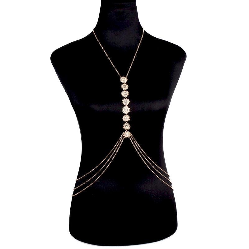 ボディチェーン レディース 欧米スタイル シンプル 高級感 合金製 電気メッキ加工 個性的 ゴールド シ..