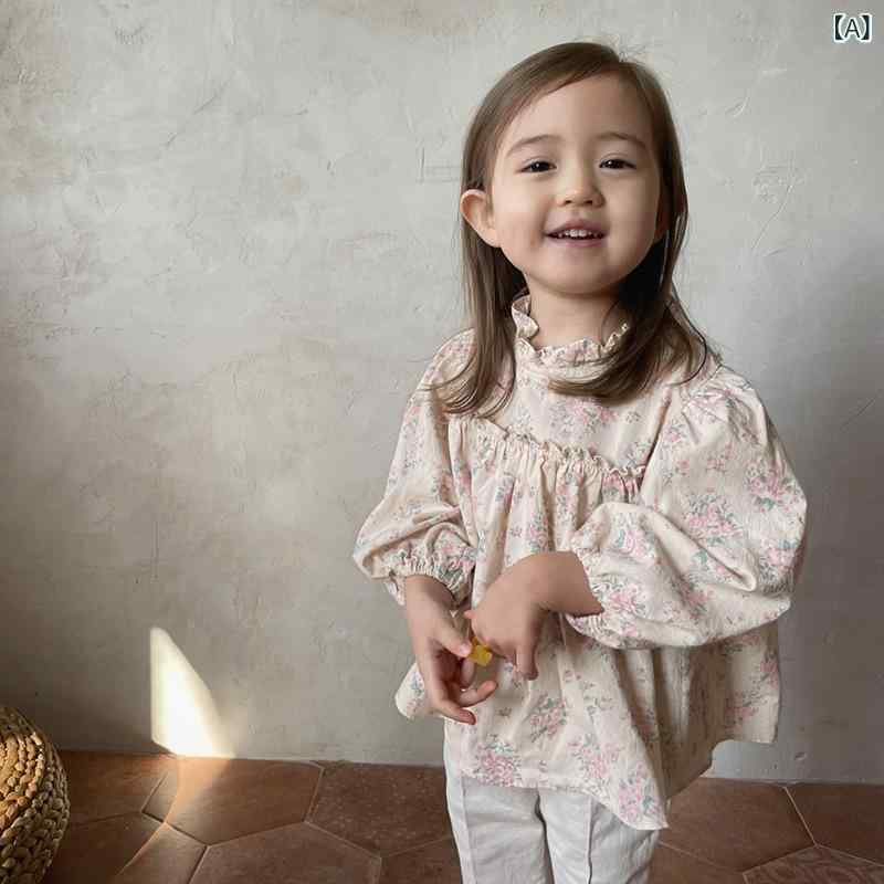 ・カテゴリ: 子供用シャツ・性別: 女児・対象年齢: 1〜3歳・対応身長: 73cm、80cm、90cm、100cm・スタイル: 韓国・ネックライン: スタンドカラー・袖丈: 長袖・生地加工: 柔軟加工・要素: 田園風・主な素材: 綿95%...