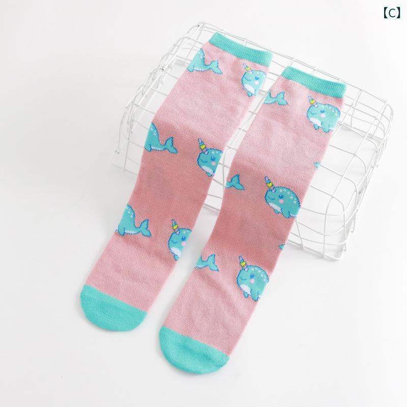 靴下 キッズ 女の子 人魚 キャラクター 上質コットン 吸汗性 快適 ミドル丈 クルー丈 ソックス 普段使い かわいい 肌に優しい 通年