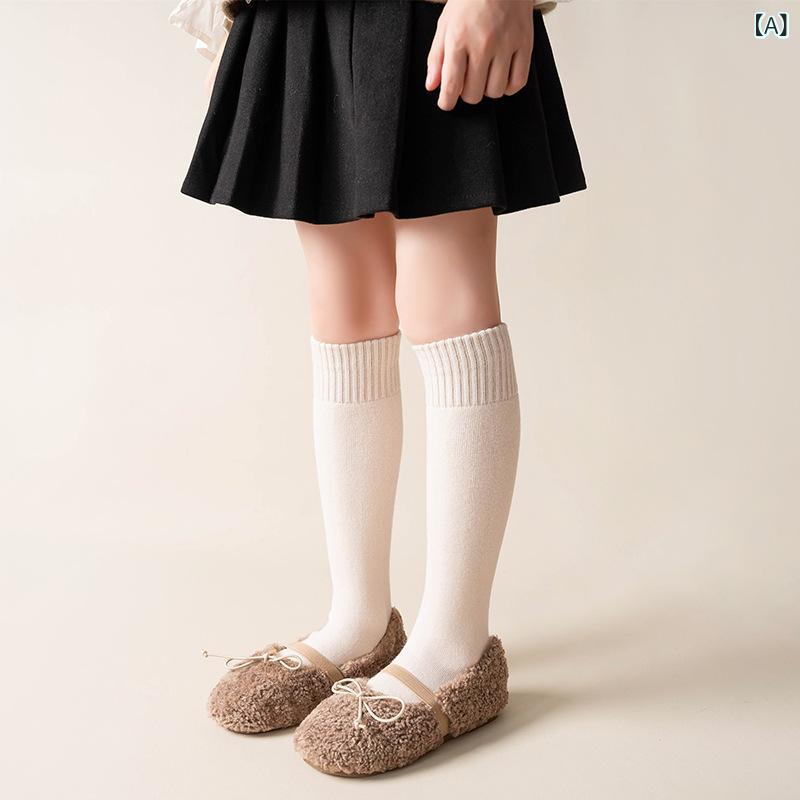 ソックス 女の子 キッズ 綿 コットン 厚手 裏起毛 パイル地 吸湿速乾 保温 あったか ロング ニーハイ ..
