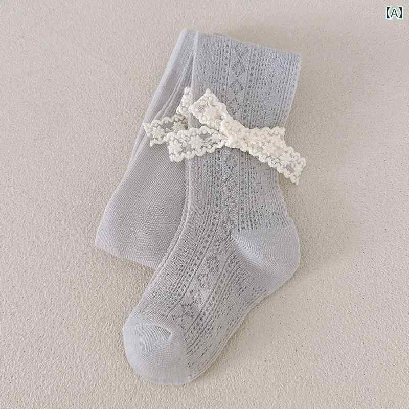 タイツ 女の子 ベビー キッズ 春夏 メッシュ 薄手 かわいい リボン 透かし編み 虫よけ 通気性 吸湿速乾 綿素材 普段使い お出かけ 姫系 カジュアル