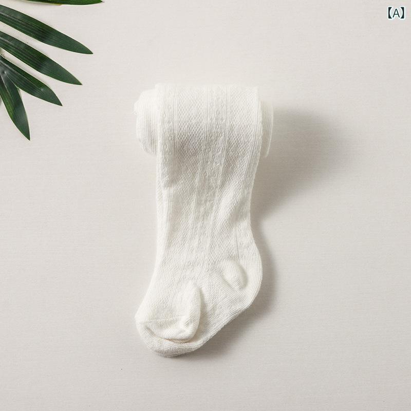 タイツ レギンス ベビー キッズ 男の子 女の子 綿 コットン ゆったりヒップ おむつ対応 薄手 メッシュ 通気性 吸汗 虫よけ 夏用 ホワイト 普段使い 部屋着