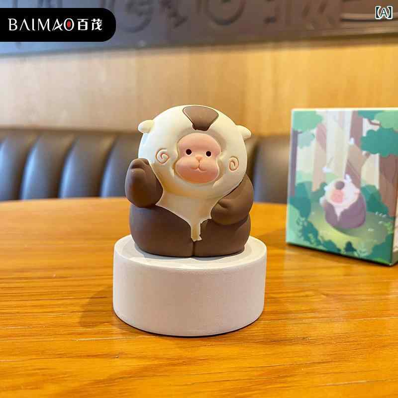 置物 かわいい カートゥーン モンキー 猿 樹脂製 車内 デスク 卓上 オフィス リビング ホーム インテリ..