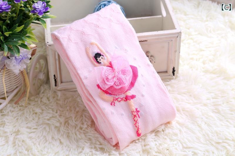 narukiのタイツ 女の子 キッズ 精紡綿 コットン ダンス用 無地 中厚手 無縫製 吸湿速乾 伝線防止 韓国風 リボン レース プリンセス かわいい おしゃれ 白 黒 ピンク 春秋｜アングル3