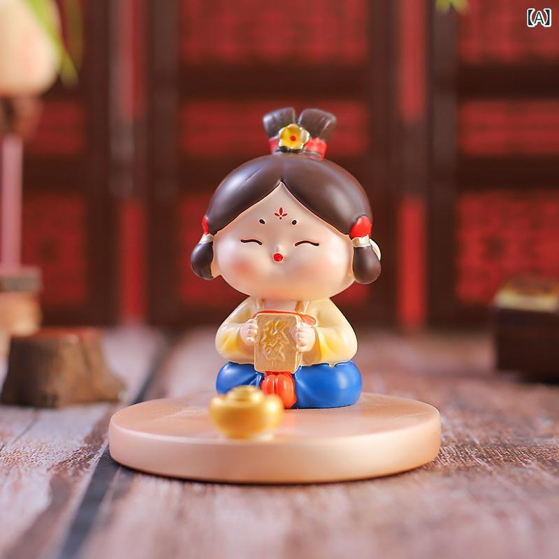 スマホスタンド 携帯ホルダー 唐美人 古風な女性 中国風 開運招福 縁起物 卓上 置物 インテリア雑貨 か..